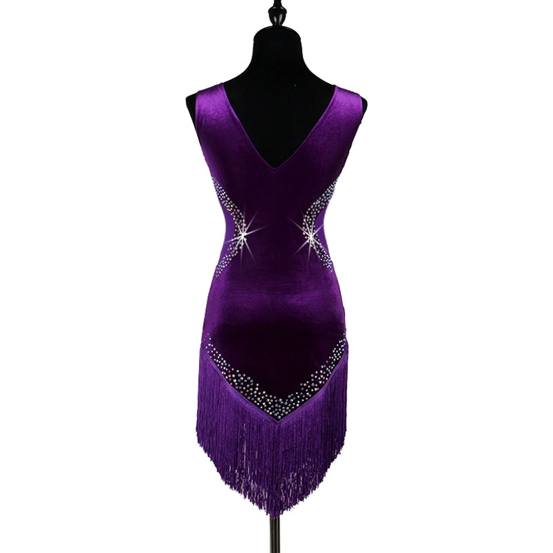 Latin Dance Competition Costume with Diamond in Lumbar Threaded Latin Skirt for Adult Female Liusu Dress - Moderndancedress.com