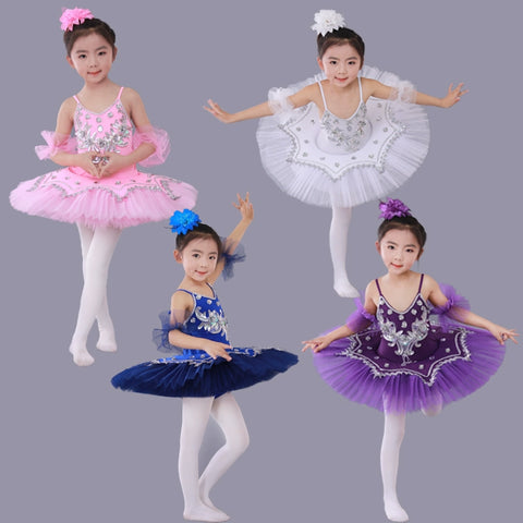 Girls Ballet Dance Dresses Children's Ballet Skirt Hanging Swan Ballet Costume Performance Dress Princess Pengpeng Skirt Performance Dress - 