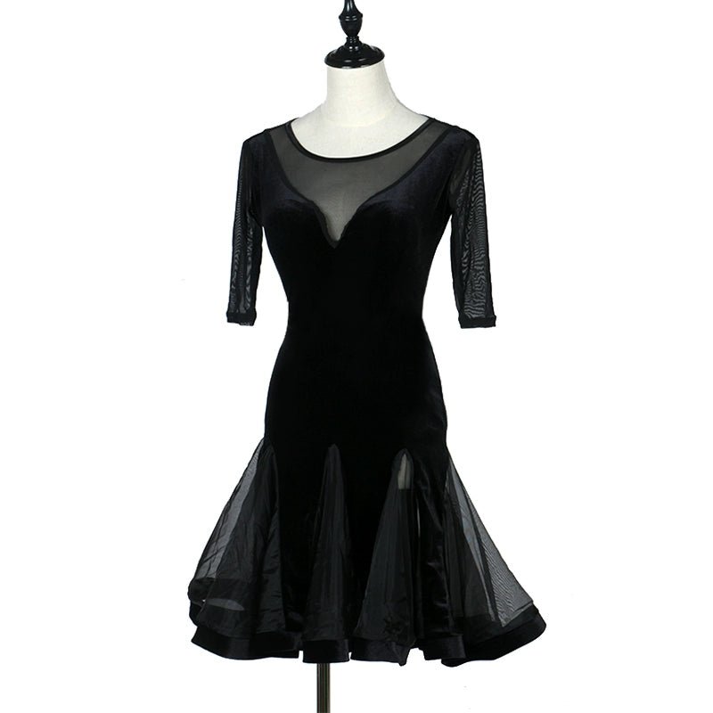 Latin Dance Examination Performing Dresses Women&amp;apos;s College Class Dresses High-class Gonggong Dresses Silk Line Pendant Dresses - Moderndancedress.com