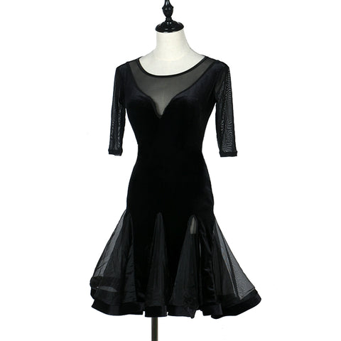 Latin Dance Examination Performing Dresses Women&amp;apos;s College Class Dresses High-class Gonggong Dresses Silk Line Pendant Dresses - Moderndancedress.com