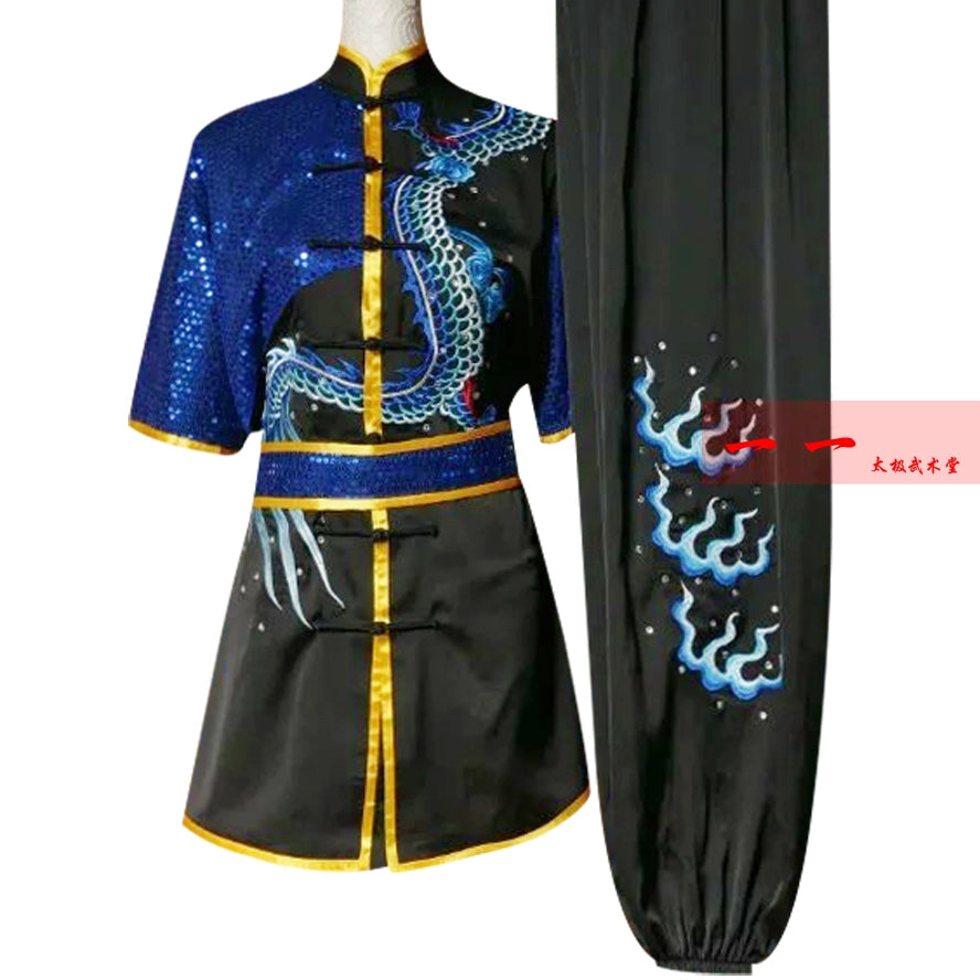 Chinese Wushu Costume Kungfu clothing Changquan Training Clothes Women Embroidery Dragon Performance Taekwondo Morning Training Clothes