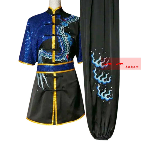 Chinese Wushu Costume Kungfu clothing Changquan Training Gongfu Clothes Men And Women Embroidery Dragon Performance Clothes Taekwondo Morning Training Colored Clothes
