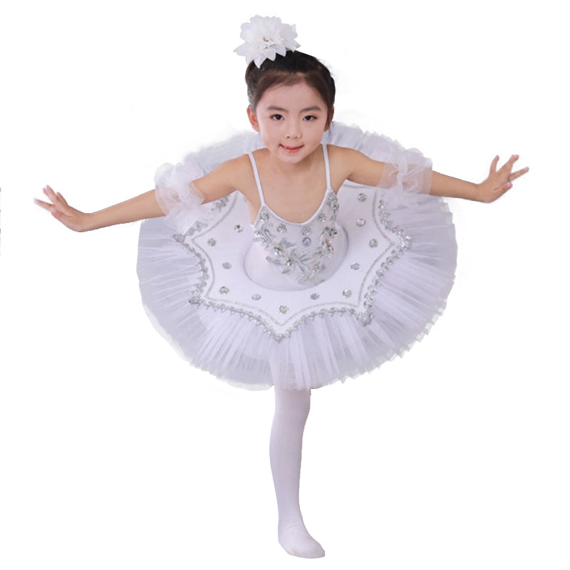 Girls Ballet Dance Dresses Children's Ballet Skirt Hanging Swan Ballet Costume Performance Dress Princess Pengpeng Skirt Performance Dress