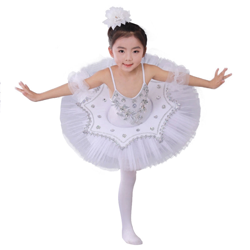 Girls Ballet Dance Dresses Children's Ballet Skirt Hanging Swan Ballet Costume Performance Dress Princess Pengpeng Skirt Performance Dress - Moderndancedress.com