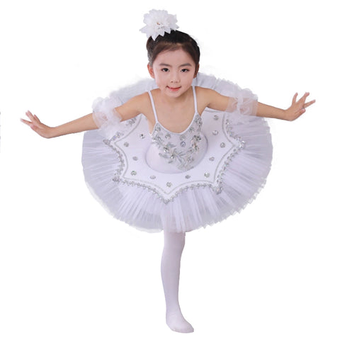 Girls Ballet Dance Dresses Children's Ballet Skirt Hanging Swan Ballet Costume Performance Dress Princess Pengpeng Skirt Performance Dress - Moderndancedress.com