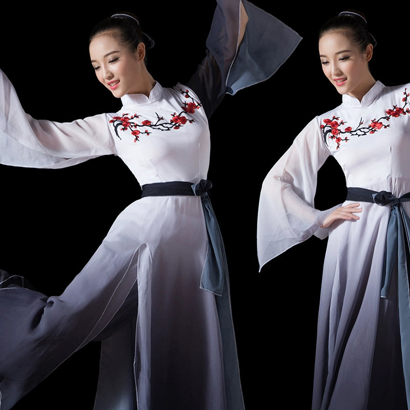 Chinese Folk Dance Costume Classical Dance Costume Chinese National Dance Costume Opening Dance Gradual Ink Dance Costume - Moderndancedress.com