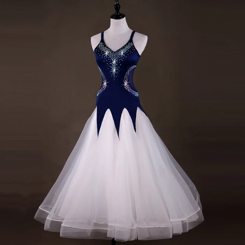 Ballroom Dance Dresses National Standard Dance Costume High-end Flash Drill Modern Dance Competition Dress Waist Thread Skirt - Moderndancedress.com