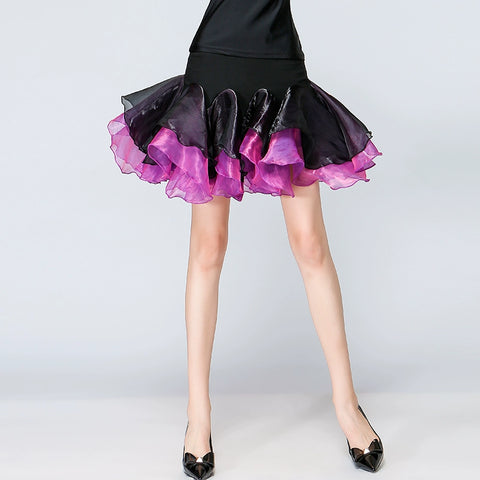 Ladies women Latin Dance Skirt in Plaza of High-grade ruffles latin Skirt and Short Skirt Practice Performing Skirt