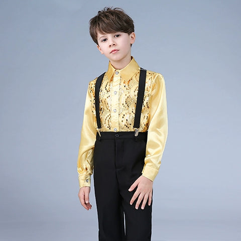 Children's sequins shirt dress chorus suit host clothes performance clothing - 