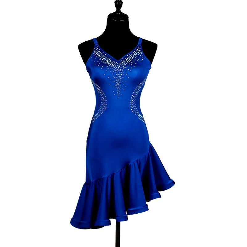 Latin Dance Dresses Latin Dance Competition Dresses Rumba Dresses Rhinestones Sleeveless Dress - Moderndancedress.com