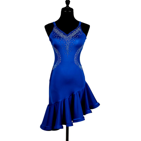 Latin Dance Dresses Latin Dance Competition Dresses Rumba Dresses Rhinestones Sleeveless Dress - Moderndancedress.com