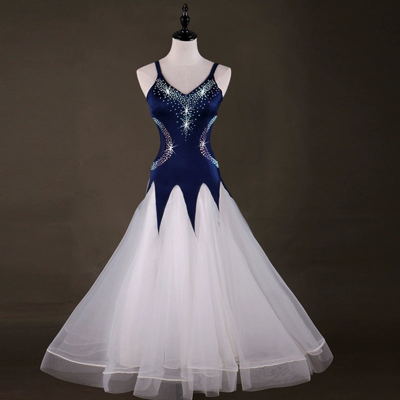 Ballroom Dance Dresses National Standard Dance Costume High-end Flash Drill Modern Dance Competition Dress Waist Thread Skirt - Moderndancedress.com