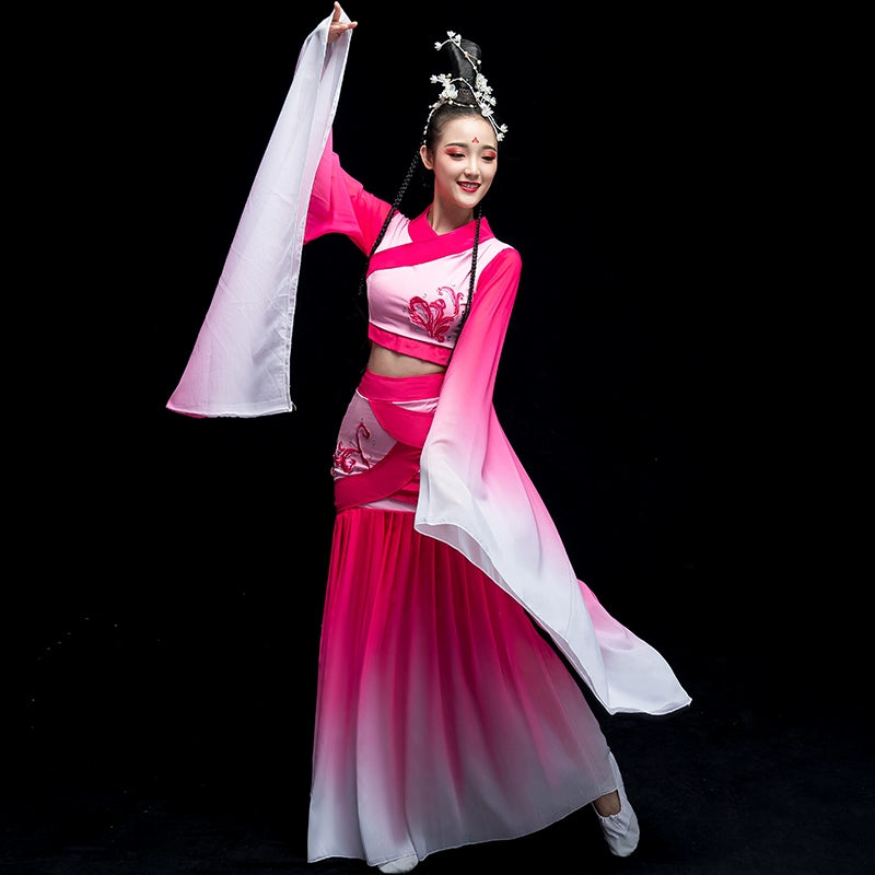 Chinese Folk Dance Costume Watersleeve Dance Costume Classical Dance Costume Female Chinese Wind Fairy Hanfu Caiwei Adult - Moderndancedress.com
