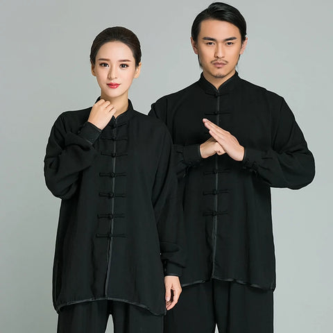 Tai Chi clothing cotton and linen long-sleeved men and women Tai Chi Chuan martial arts performance morning practice Tai Chi clothing - 