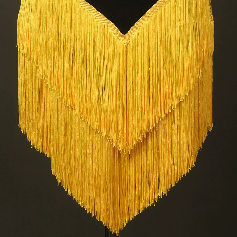 Latin dance fringe skirt professional competition drilled Latin Dance Costume applique Latin Dance Dress - Moderndancedress.com