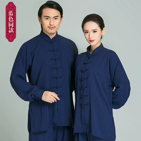 Cotton and linen Tai Chi clothing long sleeves men's martial arts performance morning exercise clothes Tai Chi clothing women