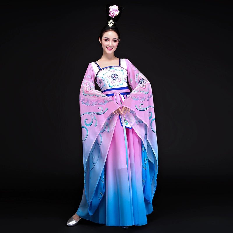 Chinese Folk Dance Costumes Classical Dance Costume Female Chinese Style Modern Watersleeve Dance Costume Umbrella Dance Ancient Chinese Dress Skirt Adult