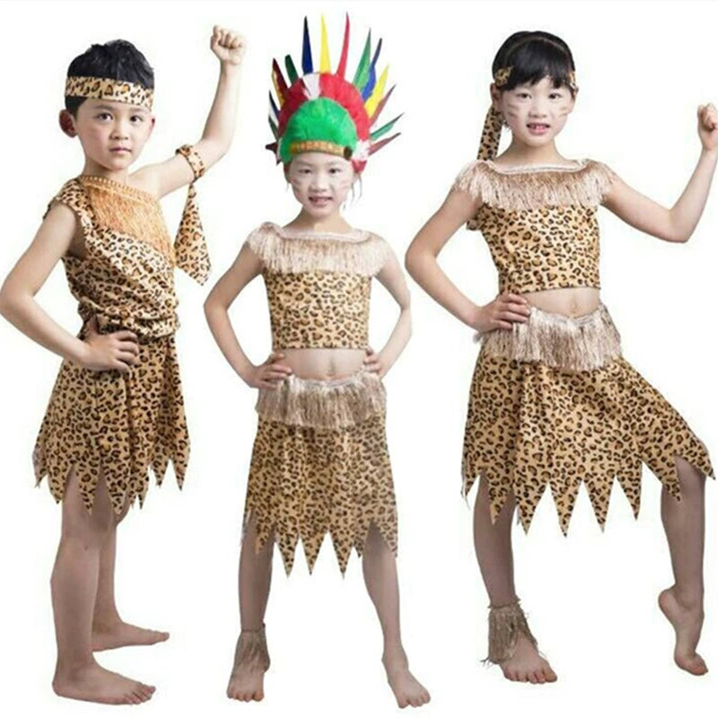 Adult children savage costume Hunter Dance Costume king asked me to visit the mountain Indians - Moderndancedress.com