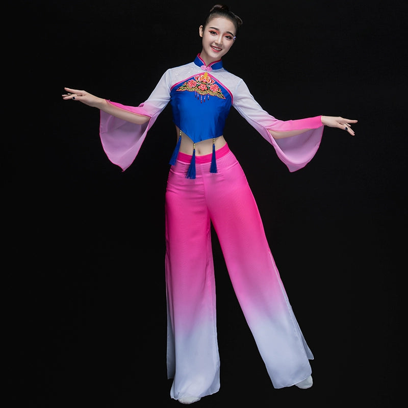 Chinese Folk Dance Costumes Classical Dance Costume Fan Umbrella Dance Sleeve Dance Modern Dance Costume Adult Women - 