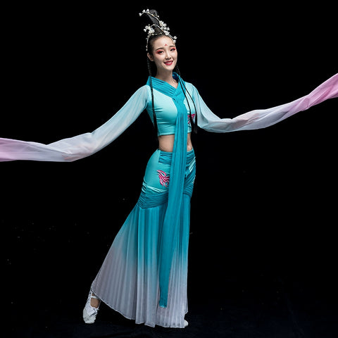 Chinese Folk Dance Costume Watersleeve Dance Costume Female Classical Dance Costume Chinese Wind Fairy Caiwei Dance Costume Adult - Moderndancedress.com
