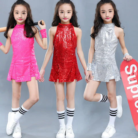 Girls Jazz Dance Costumes performance Jazz dress girls&amp;apos;modern hip-hop dress sequins SKIRT kindergarten Costume
