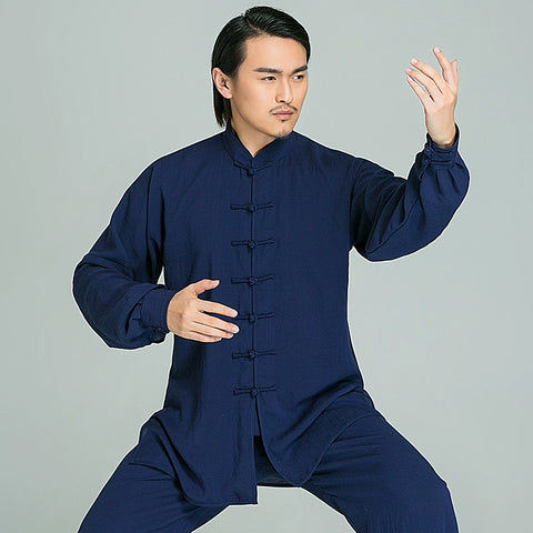 Tai Chi clothing cotton and linen long-sleeved men and women Tai Chi Chuan martial arts performance morning practice Tai Chi clothing - 