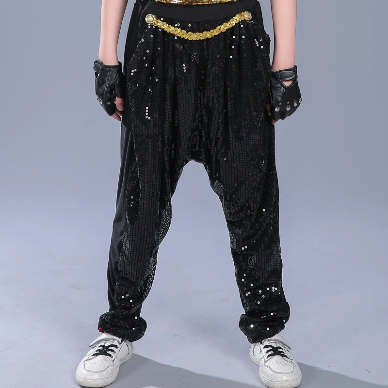 Girls Jazz Dance Costumes Model walk show costume harem hiphop drummer dance trousers children hip-hop stage performance chorus sequins boys