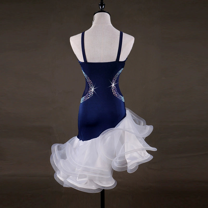Latin Dance Dresses Women's Performance Spandex Crystals / Rhinestones Sleeveless High Dress - Moderndancedress.com