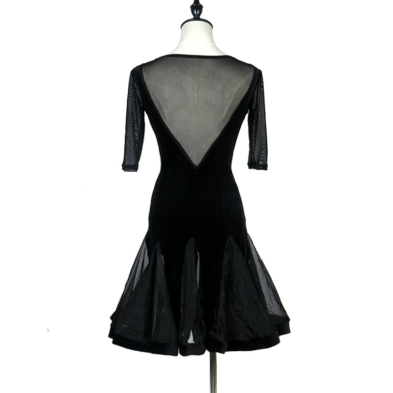 Latin Dance Examination Performing Dresses Women&amp;apos;s College Class Dresses High-class Gonggong Dresses Silk Line Pendant Dresses - Moderndancedress.com