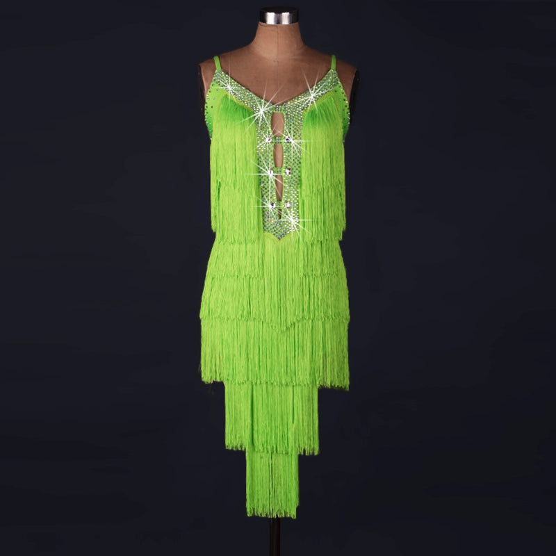 Latin Dance Dresses Women's Performance Spandex / Organza Beading / Tassel Sleeveless Natural Dress - 