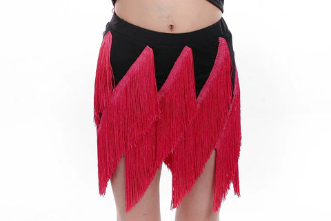 Girls Petals Fringe Latin Dance Skirt Salsa Rumba Chacha Irregular Tassels Dance Skirt Group Dance Performance Skirts for Kids - Moderndancedress.com