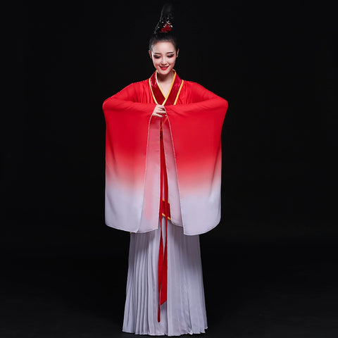Chinese Folk Dance Costumes Classical Dance Costume Female Chinese Fengshui Sleeve Modern Dance Costume Ancient Chinese Dress Adult - Moderndancedress.com