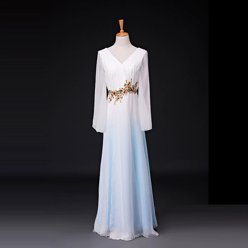 Chinese Folk Dance Costumes Classical Dance Costume Performing Dresses Women&amp;apos;s Water Sleeve Fan Dance Chorus Dresses Modern Dance Adults - Moderndancedress.com