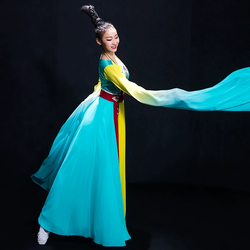 Chinese Folk Dance Costumes Watersleeve Dance Dress Female Classical Dance Costume Hanfu Choi Wei Dance Costume Adult Female - 