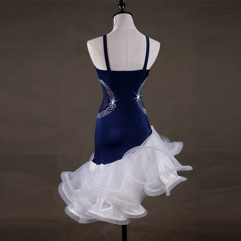 Latin Dance Dresses Women's Performance Spandex Crystals / Rhinestones Sleeveless High Dress - Moderndancedress.com