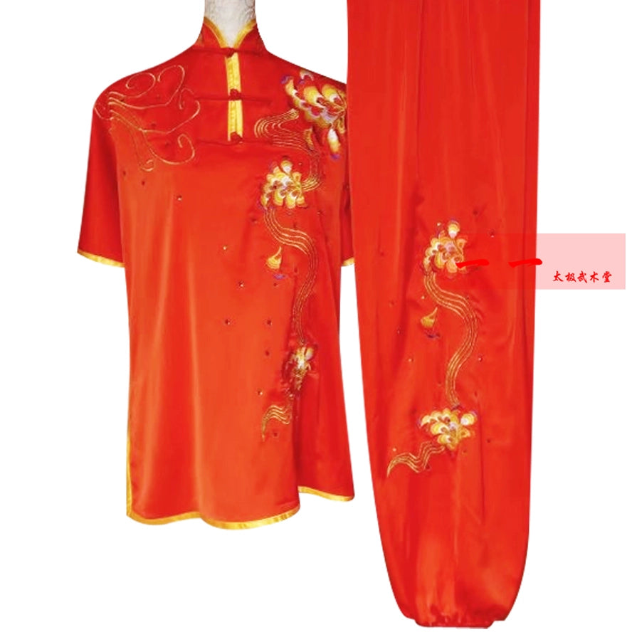 Martial Arts Clothes Kungfu clothes Short-sleeved Wushu Performance Clothes for Men Women Long Boxing Gongfu Embroidery Competition Costume for Taekwondo