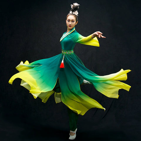 Chinese Folk Dance Costumes Classical Dance Costume Female Chinese Style Modern Dance Costume Chiffon Umbrella Skirt Adult - 