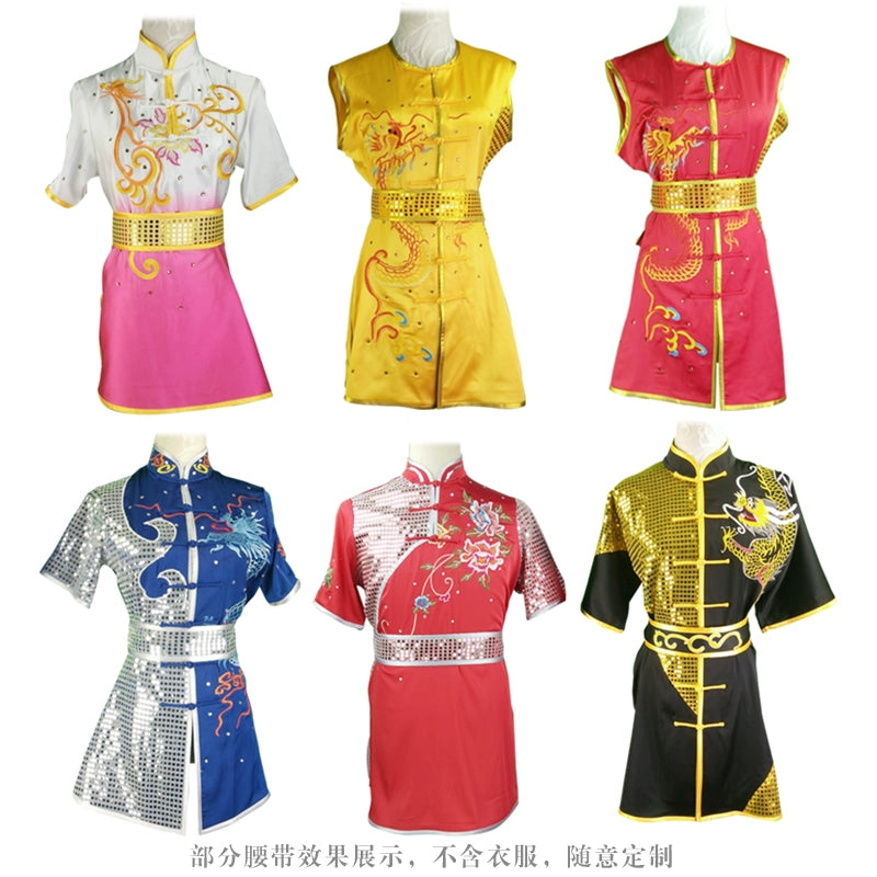 Wushu competition costume show customized embroidery Eagle gradual long fist sticker sequins for adults, children,