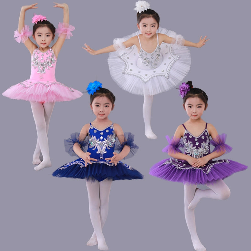 Girls Ballet Dance Dresses Children's Ballet Skirt Hanging Swan Ballet Costume Performance Dress Princess Pengpeng Skirt Performance Dress