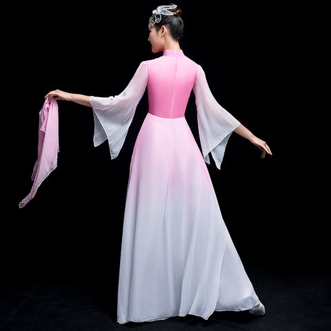 Chinese Folk Dance Costume Classical Dance Costume Watersleeve Dance Adult Fairy Modern Dance Costume Umbrella Dance Partner Skirt - Moderndancedress.com