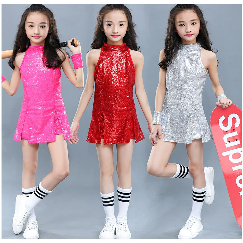 Girls Jazz Dance Costumes performance Jazz dress girls&amp;apos;modern hip-hop dress sequins SKIRT kindergarten Costume