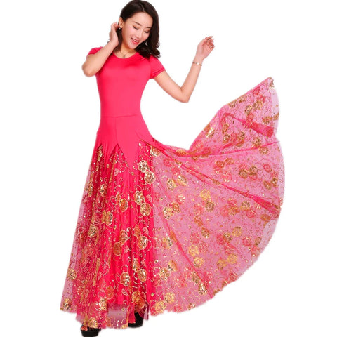 Women's Ballroom Dance Dresses Modern dress, national standard dance, Waltz exploratory dance, dress and half-length skirt performance Costume - Moderndancedress.com