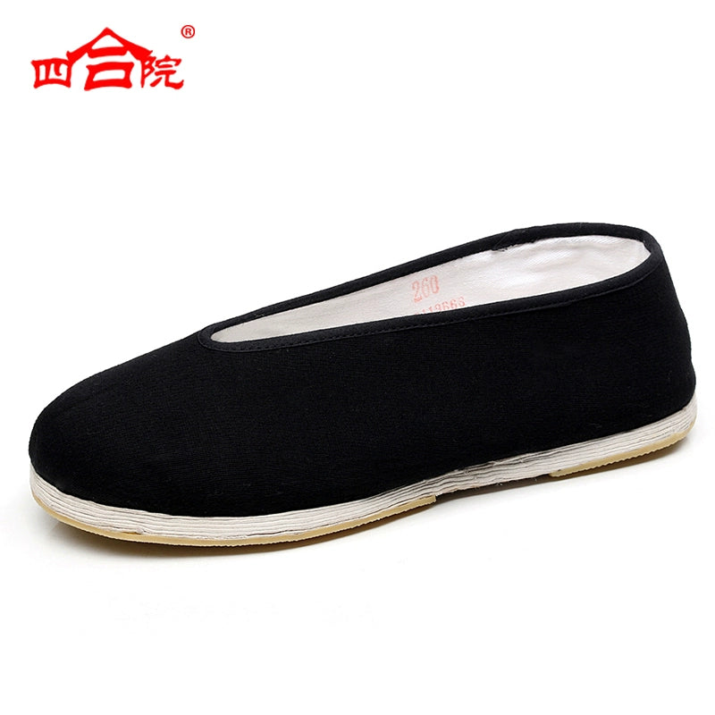 Chinese Tai Chi Kung Fu Shoes Beijing Cloth Shoes Handmade Thousand-Layer Bottom Men Leisure Shoes Round-mouth Cloth Shoes