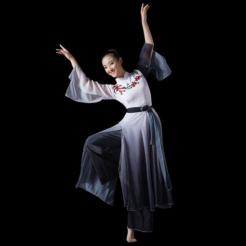 Chinese Folk Dance Costume Classical Dance Costume Chinese National Dance Costume Opening Dance Gradual Ink Dance Costume - Moderndancedress.com