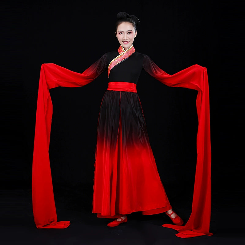 Chinese Folk Dance Costume Classical Dance Costume Female Chinese Wind Dance Han Dress Ancient Watersleeve Dance Costume Adult - Moderndancedress.com