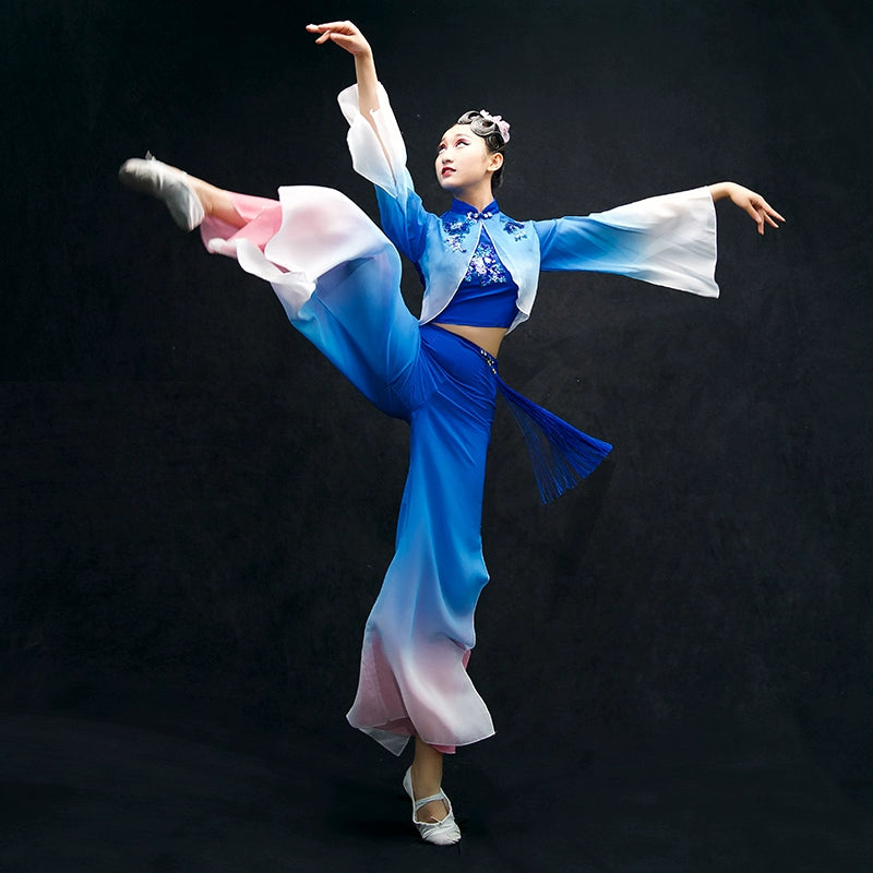 Chinese Folk Dance Costumes Yangko costume performance costume classical dance costume female square fan umbrella dance suit for adults - Moderndancedress.com