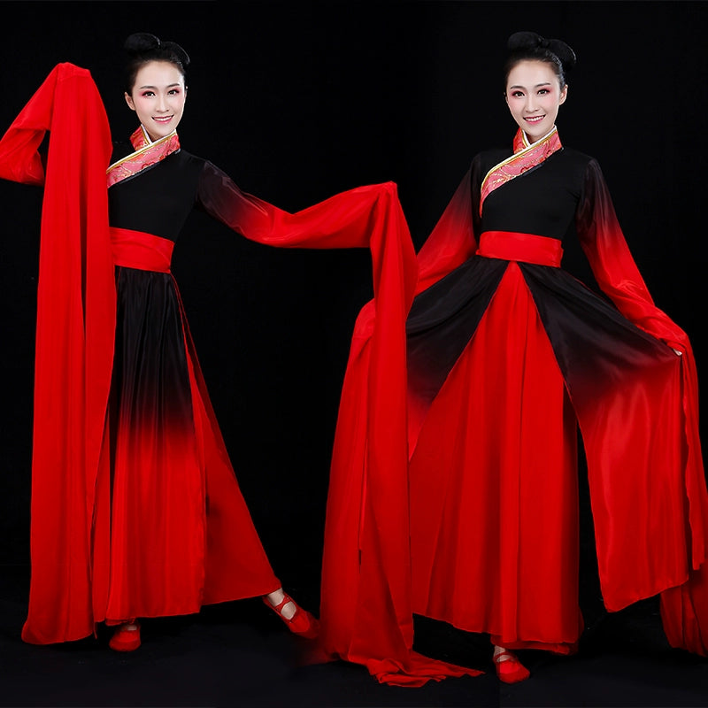 Chinese Folk Dance Costume Classical Dance Costume Female Chinese Wind Dance Han Dress Ancient Watersleeve Dance Costume Adult - Moderndancedress.com