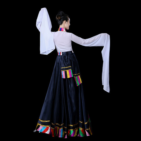 Chinese Folk Dance Costume Tibetan Dance Costume opening dance dress ethnic minority costume dance practice dress water sleeve dance costume
