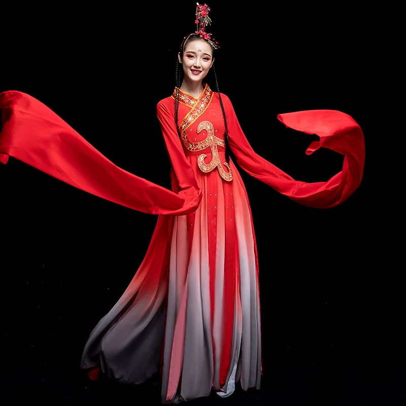 Chinese Folk Dance Costume Watersleeve Dance Costume Female Chinese Style Modern Dance Classical Dance Costume Adults - 