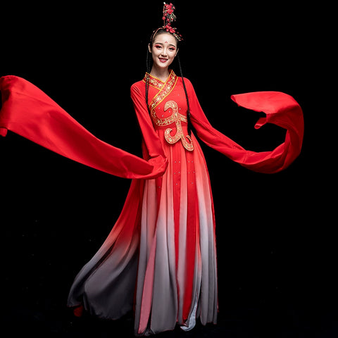 Chinese Folk Dance Costume Watersleeve Dance Costume Female Chinese Style Modern Dance Classical Dance Costume Adults - Moderndancedress.com